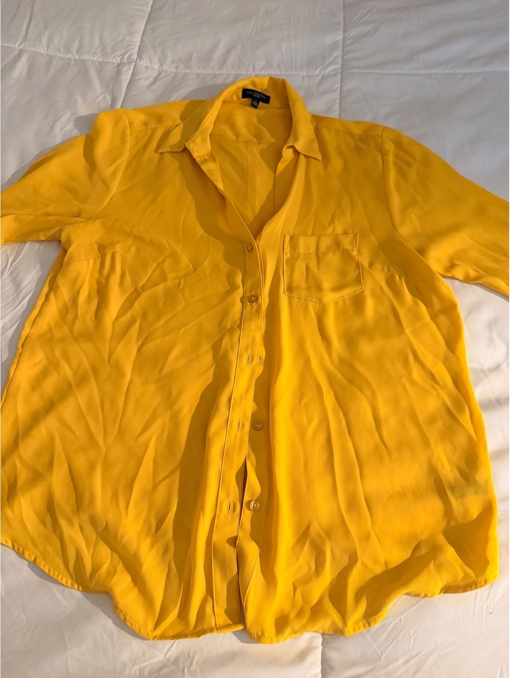The Limited Ashton Yellow Button-Up Blouse Large
